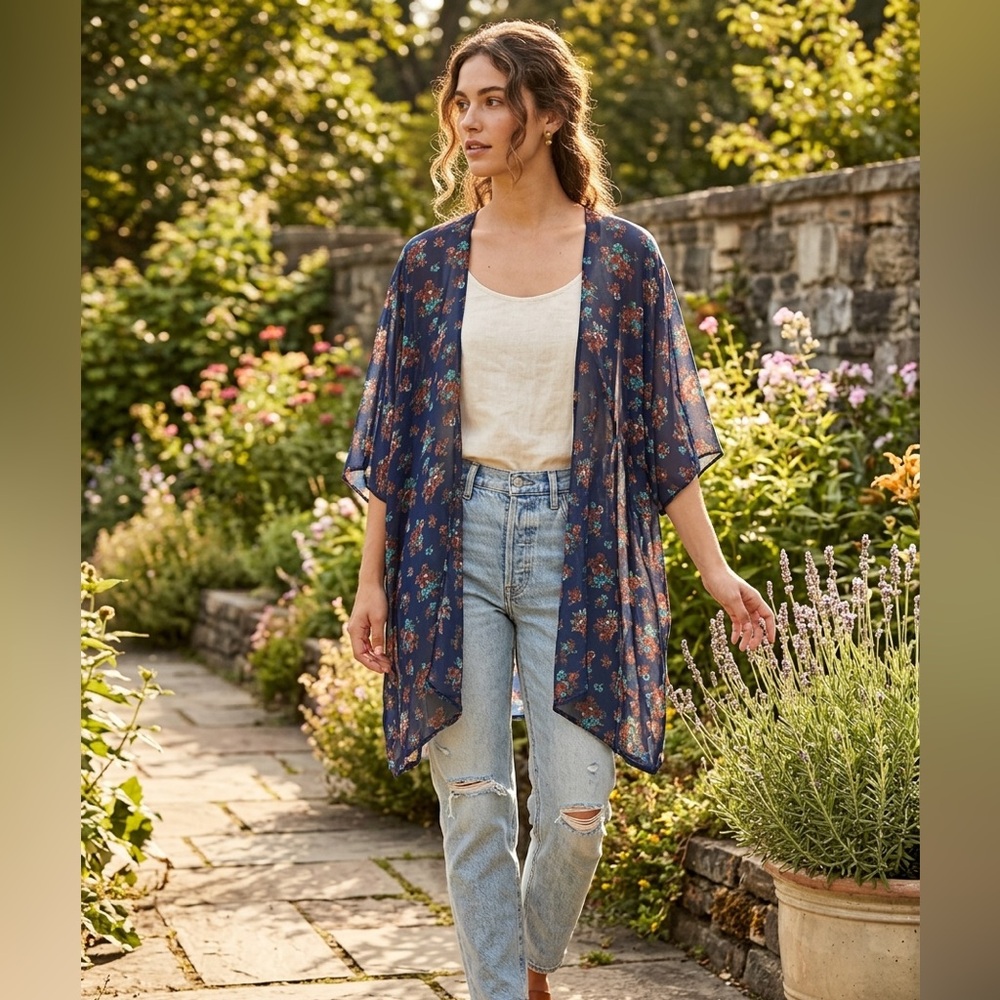 Mason Sheer Kimono with Floral Design